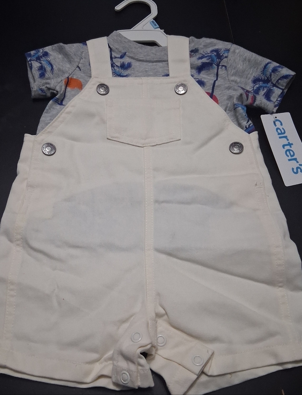 NWT Carters 2 Piece Shirt  & Romper Set   Size 6mo
